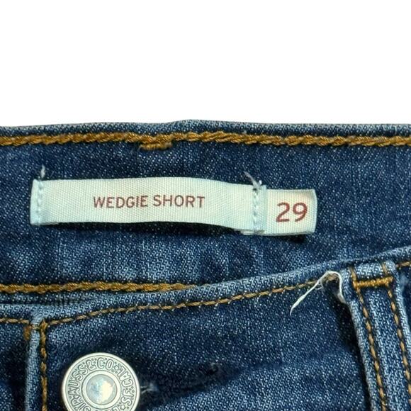 Levi’s Wedgie Short Womens Blue Faded Cuffed Denim Cutoff Size 29 - Picture 6 of 10